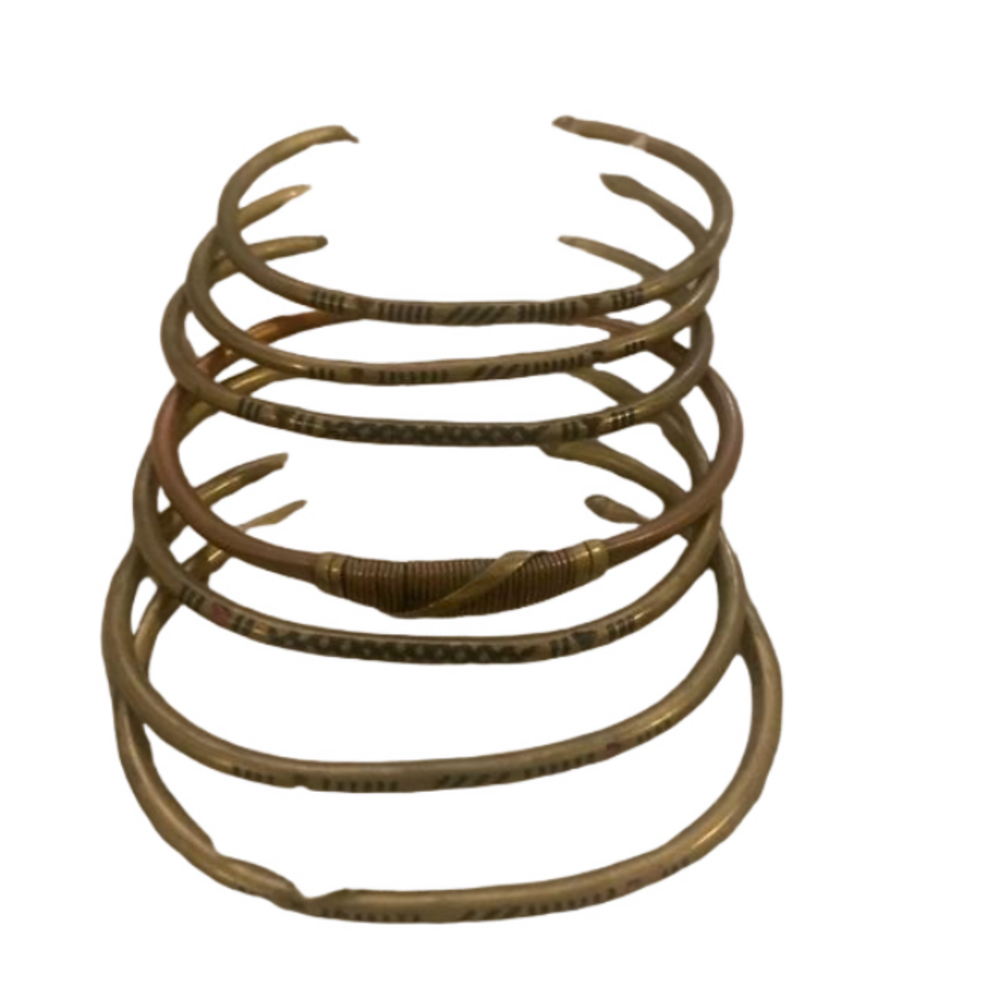 Metal and copper bangle set of 7